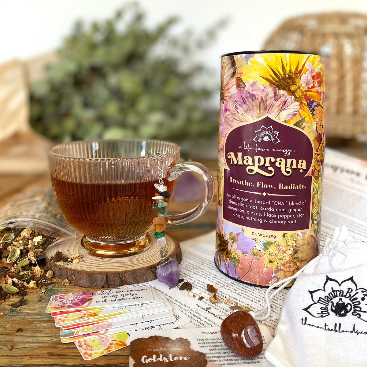 MAPRANA | Herbal Chai Tea Ritual Canister - Breathe. Flow. Radiate.